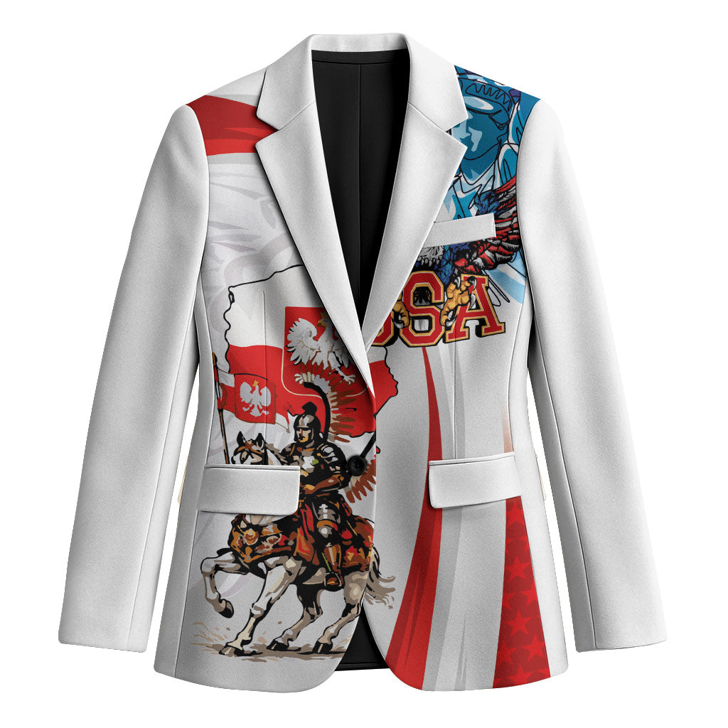 Polish American Heritage Month Blazer Winged Hussar with USA Bald Eagle
