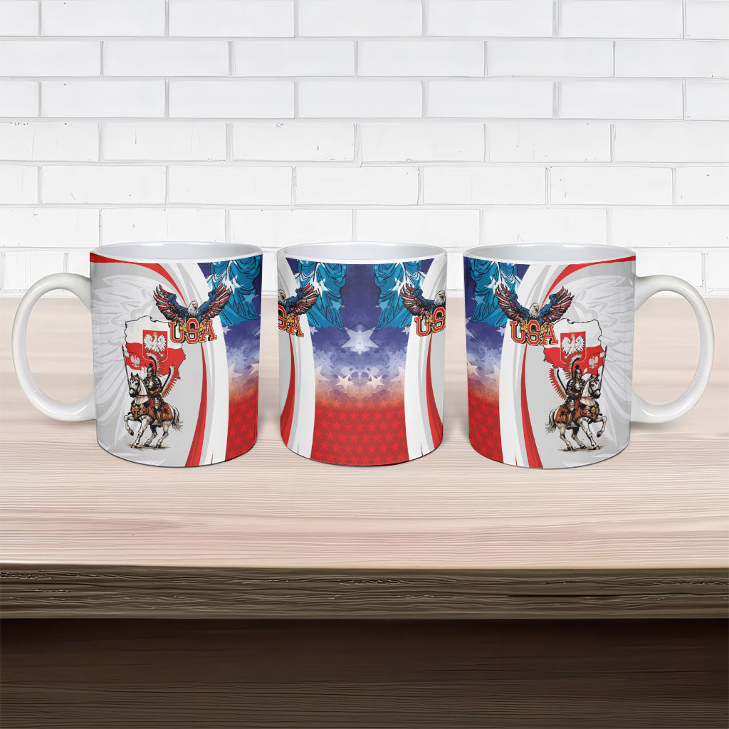 Polish American Heritage Month Ceramic Mug Winged Hussar with USA Bald Eagle