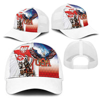 Polish American Heritage Month Mesh Trucker Cap Winged Hussar with USA Bald Eagle