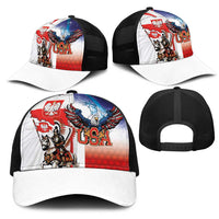 Polish American Heritage Month Mesh Trucker Cap Winged Hussar with USA Bald Eagle