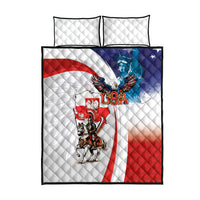 Polish American Heritage Month Quilt Bed Set Winged Hussar with USA Bald Eagle