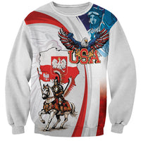 Polish American Heritage Month Sweatshirt Winged Hussar with USA Bald Eagle