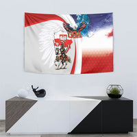 Polish American Heritage Month Tapestry Winged Hussar with USA Bald Eagle