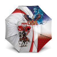 Polish American Heritage Month Umbrella Winged Hussar with USA Bald Eagle