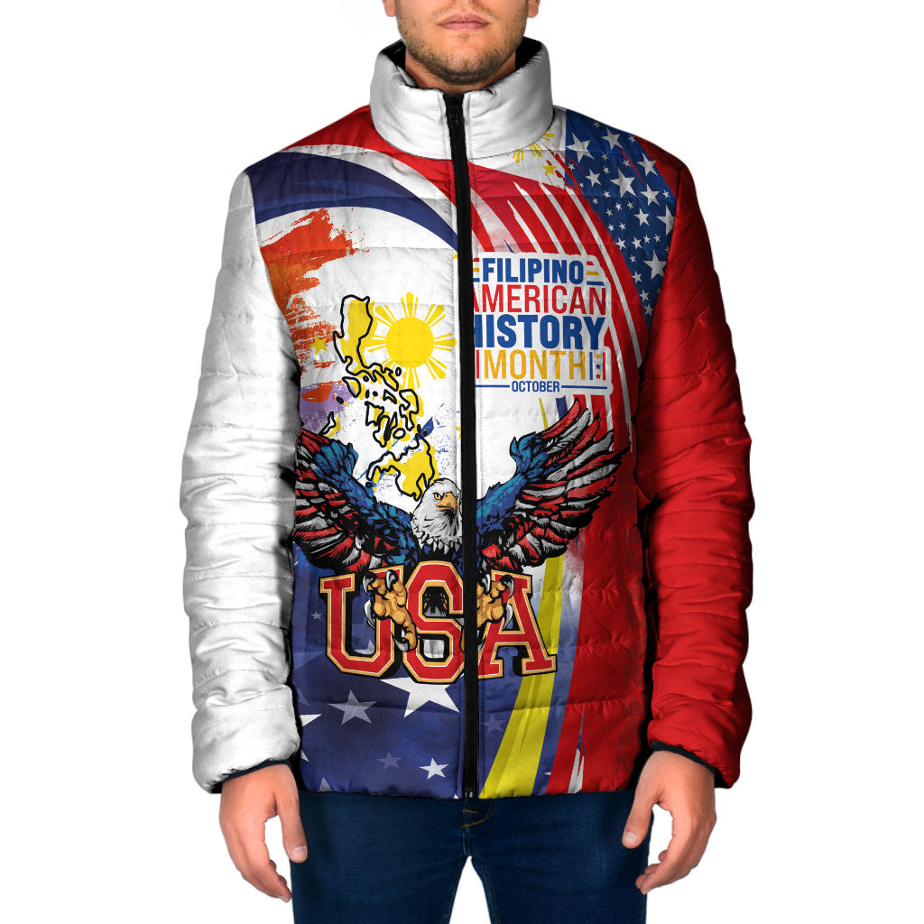 Filipino American History Month Padded Jacket USA with Elements of Philippines Design
