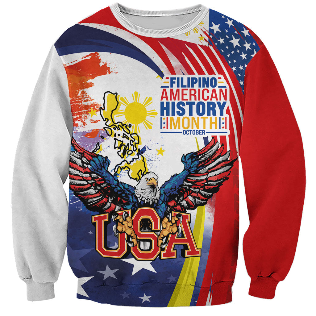Filipino American History Month Sweatshirt USA with Elements of Philippines Design