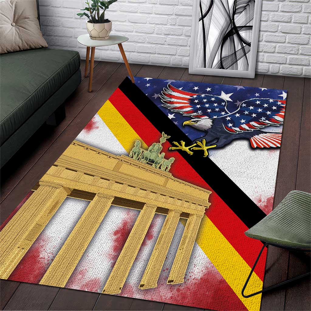 German American Heritage Month Area Rug United States Eagle and Brandenburg Gate with National Flag - Wonder Print Shop