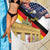 German American Heritage Month Beach Blanket United States Eagle and Brandenburg Gate with National Flag - Wonder Print Shop