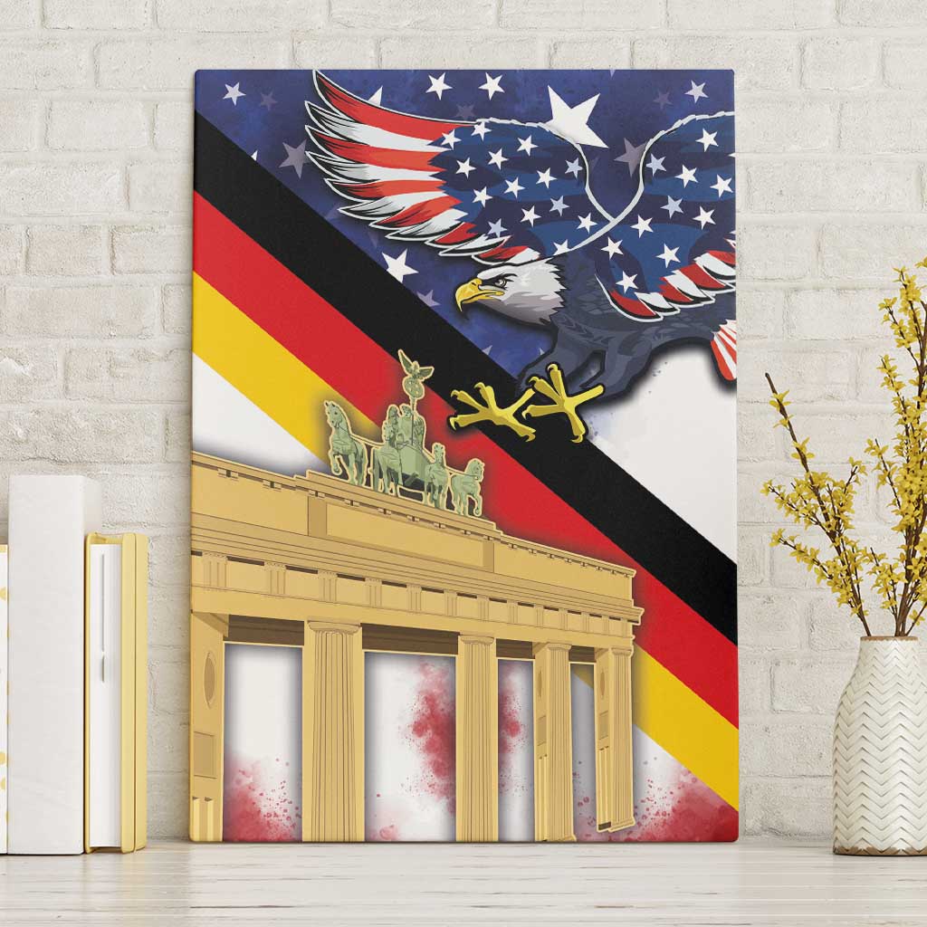 German American Heritage Month Canvas Wall Art United States Eagle and Brandenburg Gate with National Flag - Wonder Print Shop