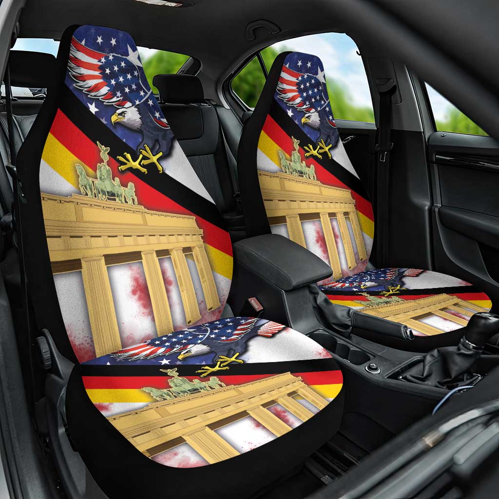 German American Heritage Month Car Seat Cover United States Eagle and Brandenburg Gate with National Flag - Wonder Print Shop