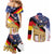 German American Heritage Month Couples Matching Mermaid Dress and Long Sleeve Button Shirt United States Eagle and Brandenburg Gate with National Flag