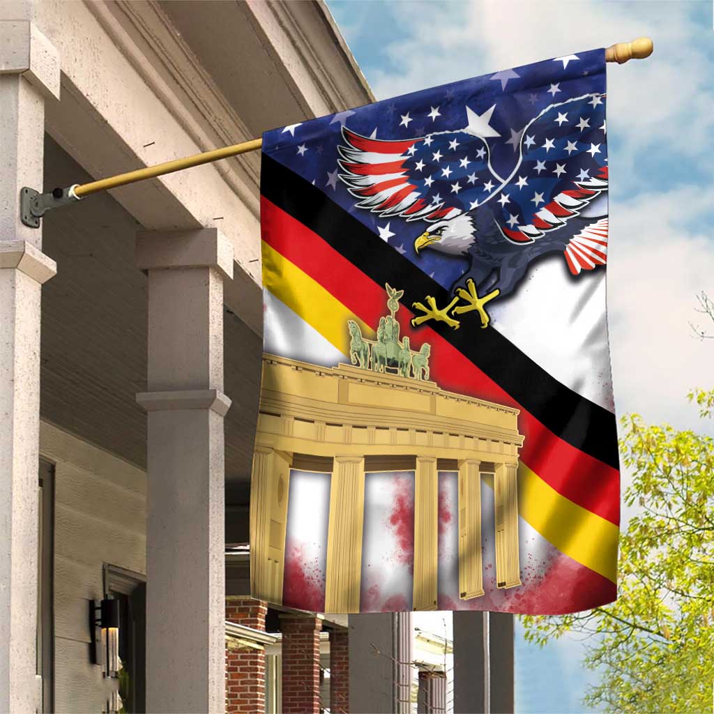 German American Heritage Month Garden Flag United States Eagle and Brandenburg Gate with National Flag - Wonder Print Shop