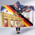 German American Heritage Month Hooded Blanket United States Eagle and Brandenburg Gate with National Flag