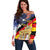 German American Heritage Month Off Shoulder Sweater United States Eagle and Brandenburg Gate with National Flag - Wonder Print Shop