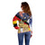 German American Heritage Month Off Shoulder Sweater United States Eagle and Brandenburg Gate with National Flag - Wonder Print Shop