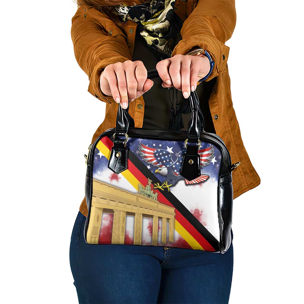 German American Heritage Month Shoulder Handbag United States Eagle and Brandenburg Gate with National Flag