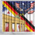 German American Heritage Month Shower Curtain United States Eagle and Brandenburg Gate with National Flag