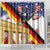 German American Heritage Month Shower Curtain United States Eagle and Brandenburg Gate with National Flag