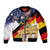 German American Heritage Month Sleeve Zip Bomber Jacket United States Eagle and Brandenburg Gate with National Flag