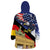 German American Heritage Month Wearable Blanket Hoodie United States Eagle and Brandenburg Gate with National Flag