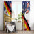 German American Heritage Month Window Curtain United States Eagle and Brandenburg Gate with National Flag