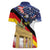 German American Heritage Month Women Polo Shirt United States Eagle and Brandenburg Gate with National Flag