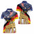 German American Heritage Month Women Polo Shirt United States Eagle and Brandenburg Gate with National Flag