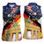 German American Heritage Month Women Sleeveless Polo Shirt United States Eagle and Brandenburg Gate with National Flag