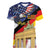 German American Heritage Month Women V-Neck T-Shirt United States Eagle and Brandenburg Gate with National Flag - Wonder Print Shop