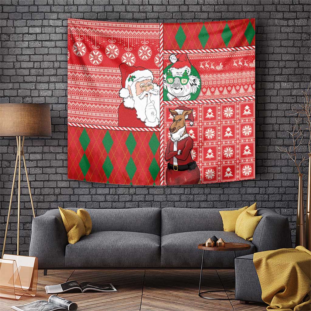 Australian Christmas Tapestry - Santa Koala Kangaroo and Holiday Cheer