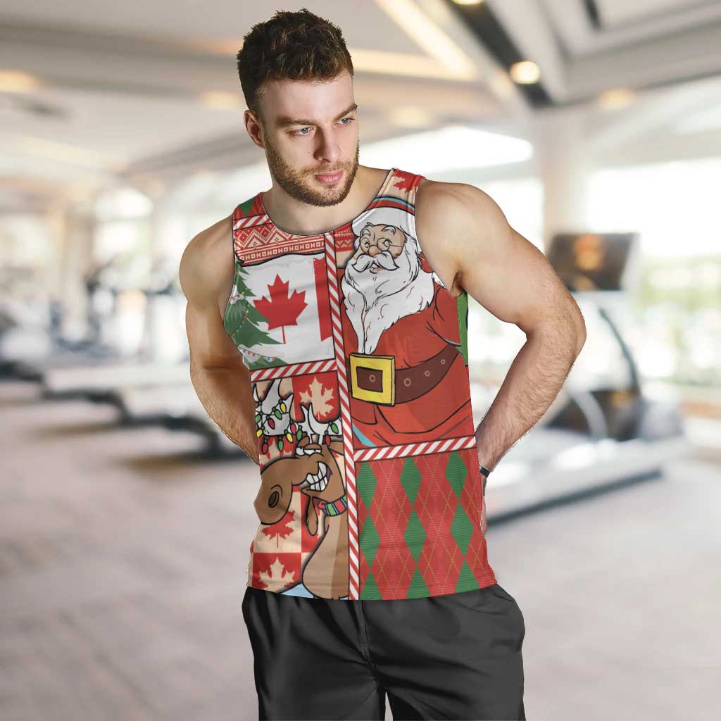 Canadian Christmas Men Tank Top A Merry Xmas Santa and Funny Moose - Wonder Print Shop