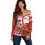 Canadian Christmas Off Shoulder Sweater A Merry Xmas Santa and Funny Moose - Wonder Print Shop