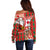 Canadian Christmas Off Shoulder Sweater A Merry Xmas Santa and Funny Moose - Wonder Print Shop