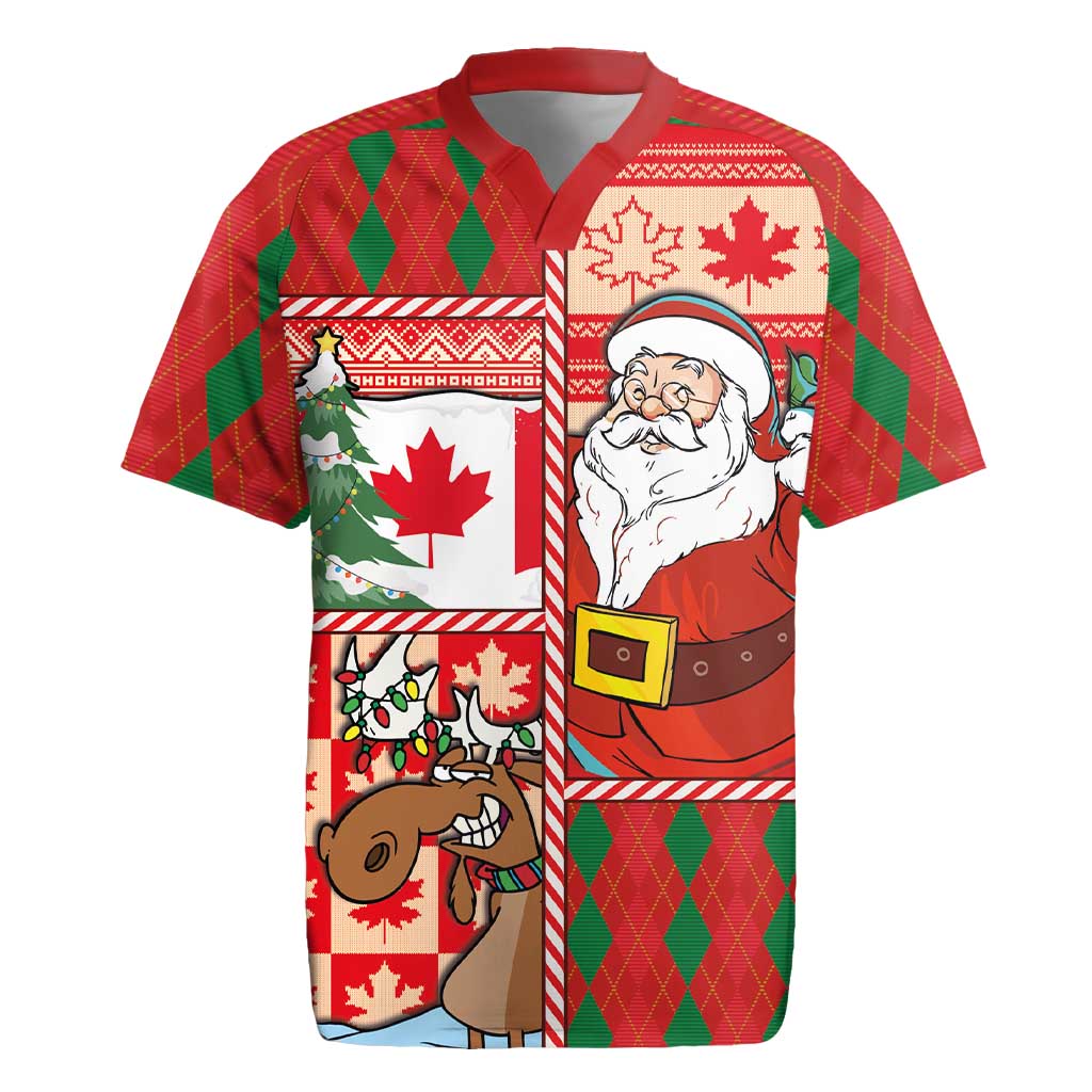 Canadian Christmas Rugby Jersey A Merry Xmas Santa and Funny Moose - Wonder Print Shop