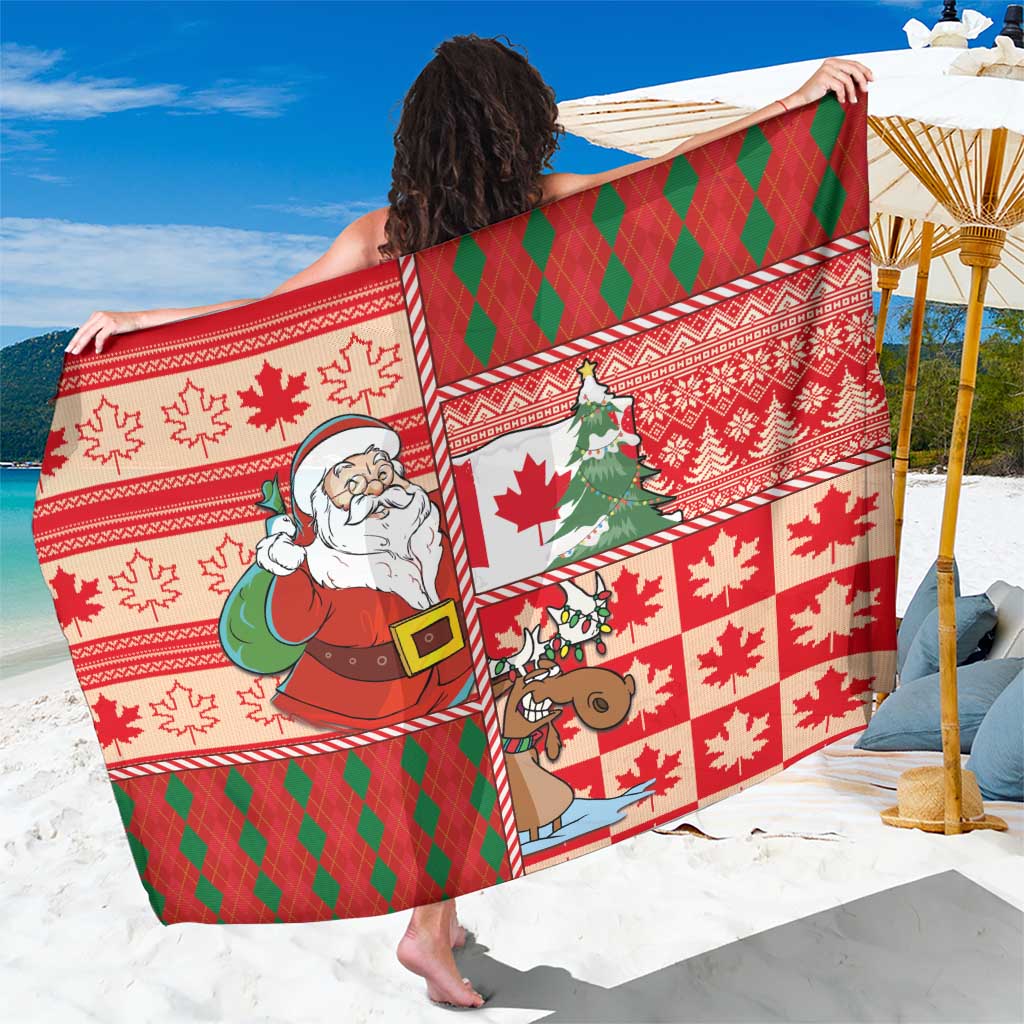 Canadian Christmas Sarong A Merry Xmas Santa and Funny Moose - Wonder Print Shop