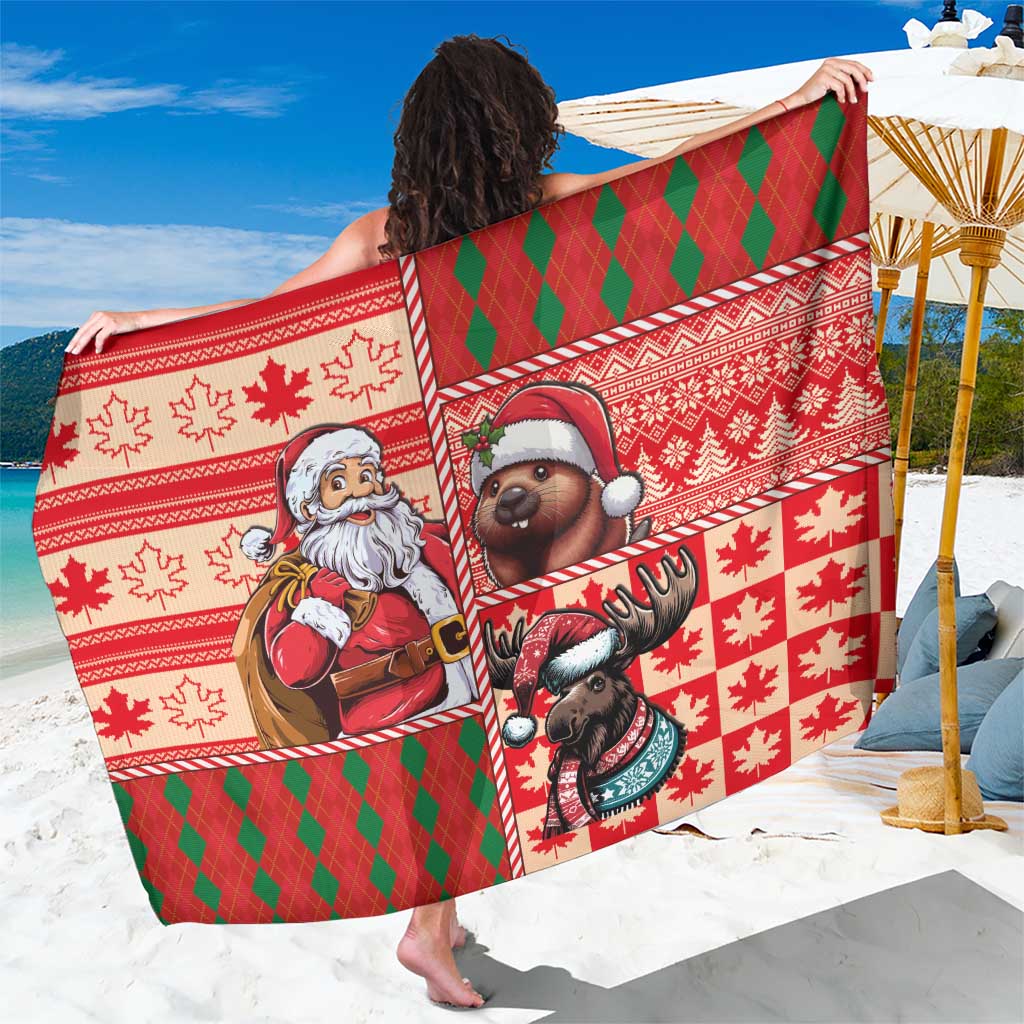 Canadian Christmas Sarong Santa Hoho Holiday - A Beaver and Moose - Wonder Print Shop