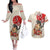 Personalised Japanese Culture Hawaii Style Couples Matching Off The Shoulder Long Sleeve Dress and Hawaiian Shirt Japanese Samurai with Hawaiian Pattern - Wonder Print Shop