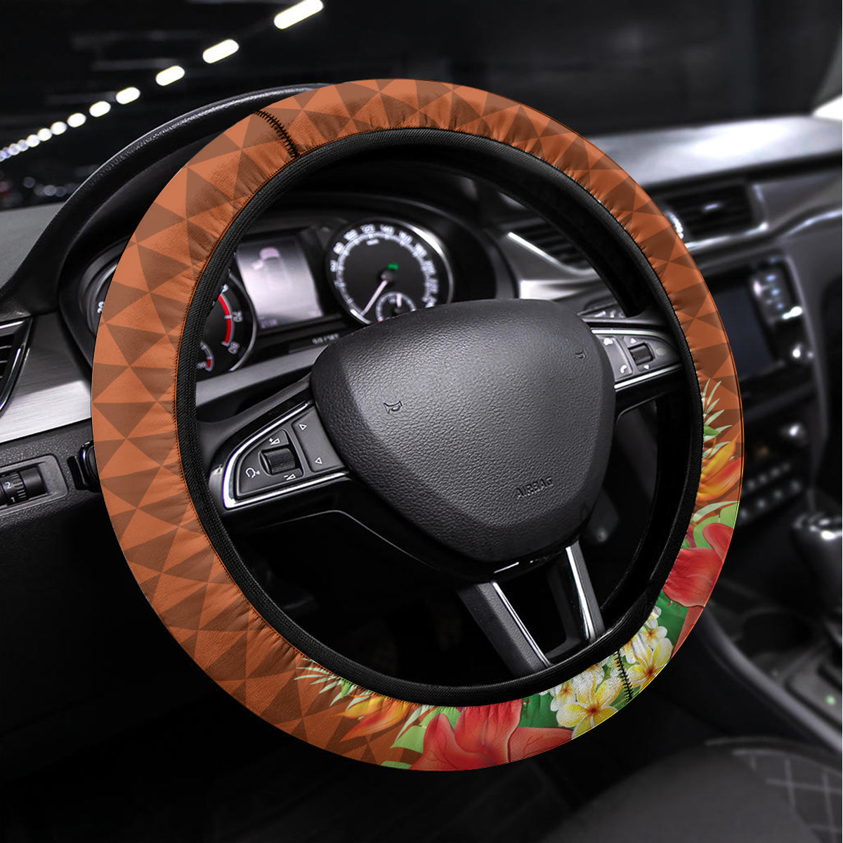 Japanese Culture Hawaii Style Steering Wheel Cover Mauna Kea and Fuji Mountains - Wonder Print Shop