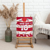 Red cherry blossom canvas wall art with large “10” displayed on easel