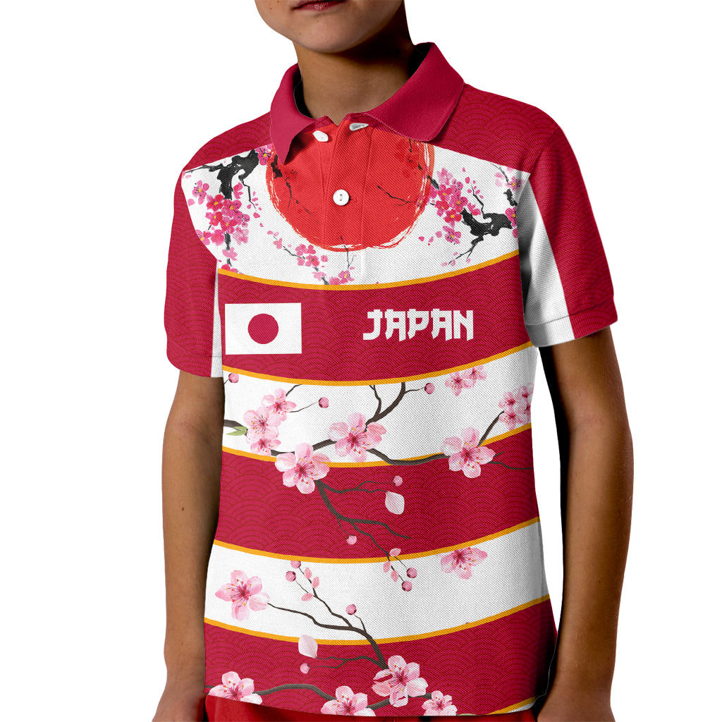 Custom Japan Rugby Kid Polo Shirt Sakura Blossom Go Champion 2024 - Wonder Print Shop