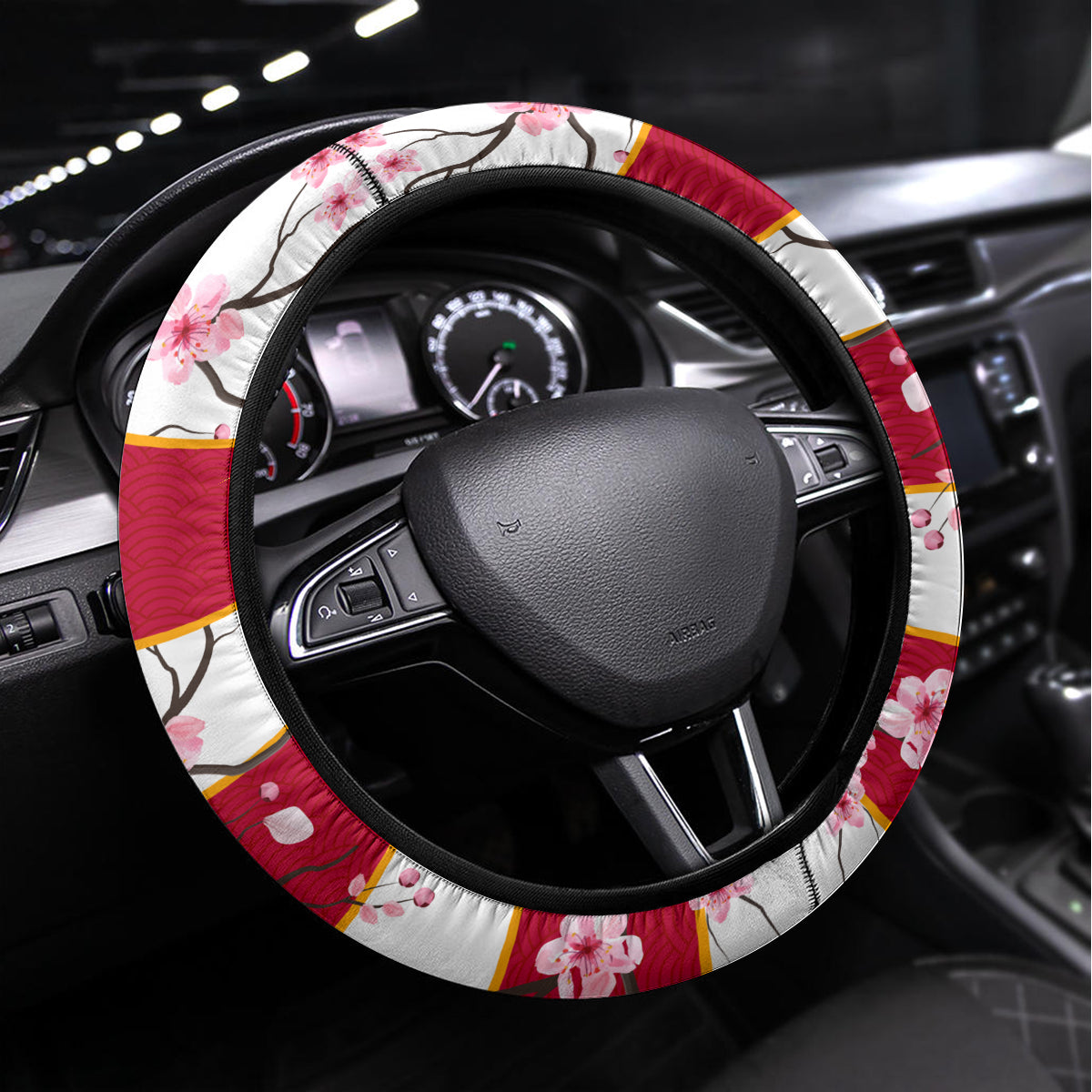 Custom Japan Rugby Steering Wheel Cover Sakura Blossom Go Champion 2024 - Wonder Print Shop