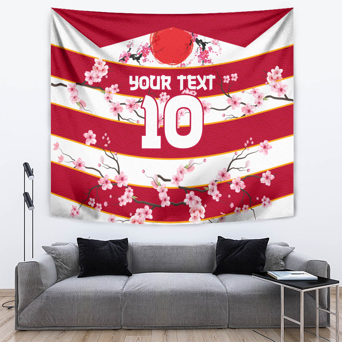 Custom Japan Rugby Tapestry Sakura Blossom Go Champion 2024