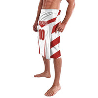 Knee-length beach wrap with red-and-white chevron stripes, custom text and number 10