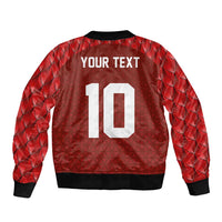 Custom Wales Rugby-The Three Feathers Sleeve Zip Bomber Jacket Go Champions