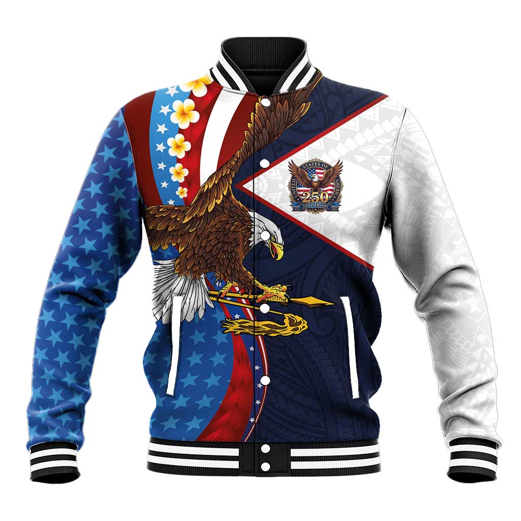 American Samoa and United States Semiquincentennial Baseball Jacket Bald Eagle with National Flag Style