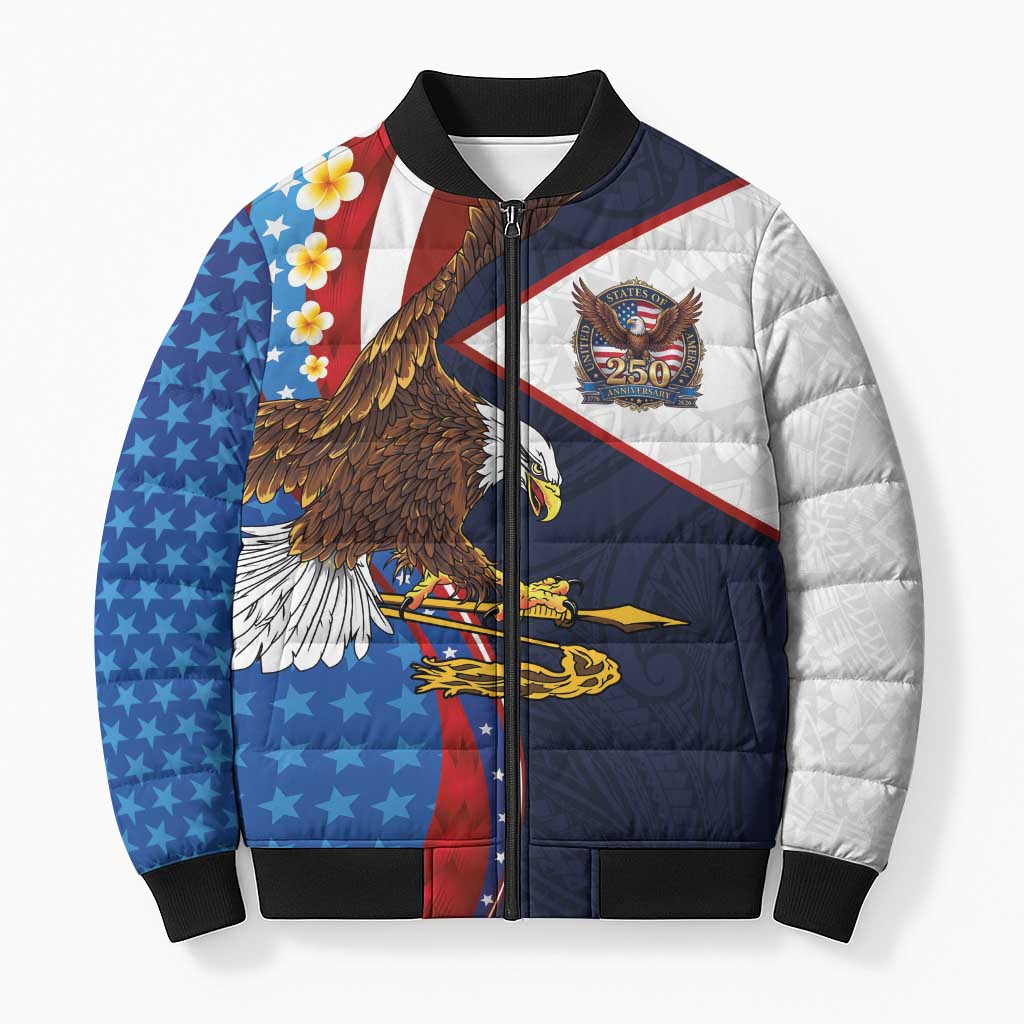American Samoa and United States Semiquincentennial Bomber Puffer Jacket Bald Eagle with National Flag Style