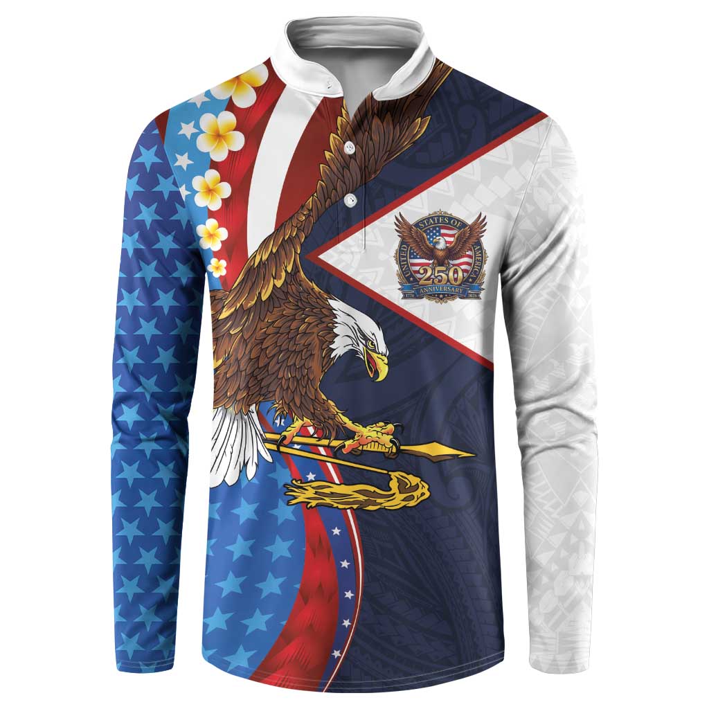 American Samoa and United States Semiquincentennial Button Sweatshirt Bald Eagle with National Flag Style