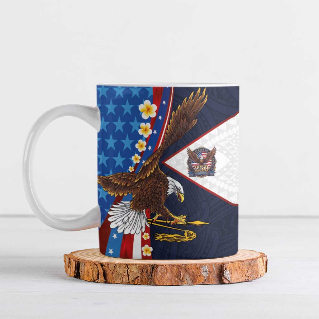 American Samoa and United States Semiquincentennial Ceramic Mug Bald Eagle with National Flag Style