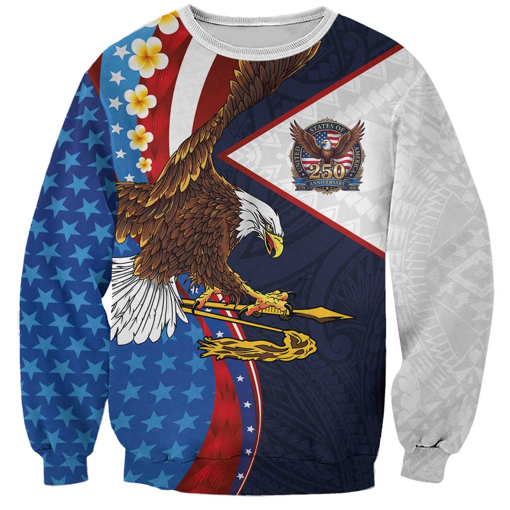 American Samoa and United States Semiquincentennial Sweatshirt Bald Eagle with National Flag Style