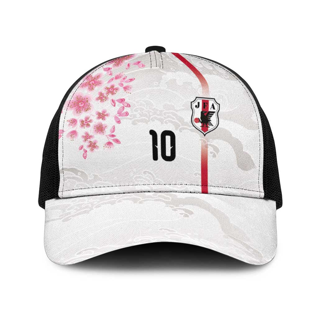 Custom Japan National Football Baseball Net Cap Cherry Blossom Sakura Wave Traditional Graphic Art